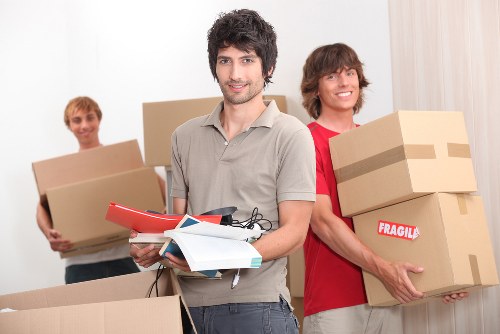 Student storage space in Ratcliff with stacked boxes and organized belongings