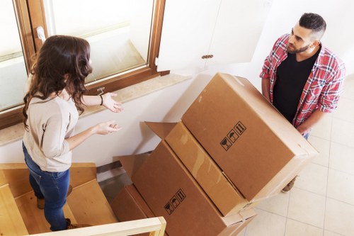 Prepared furniture and boxes ready for storage in Ratcliff